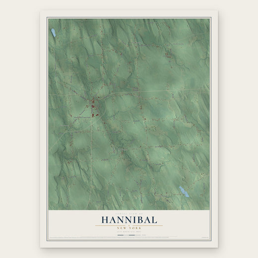Hannibal, New York map print, the full design
