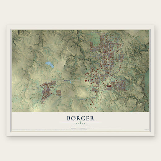 Borger, Texas map print, the full design