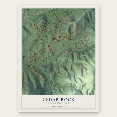 Cedar Rock, North Carolina map print, the full design