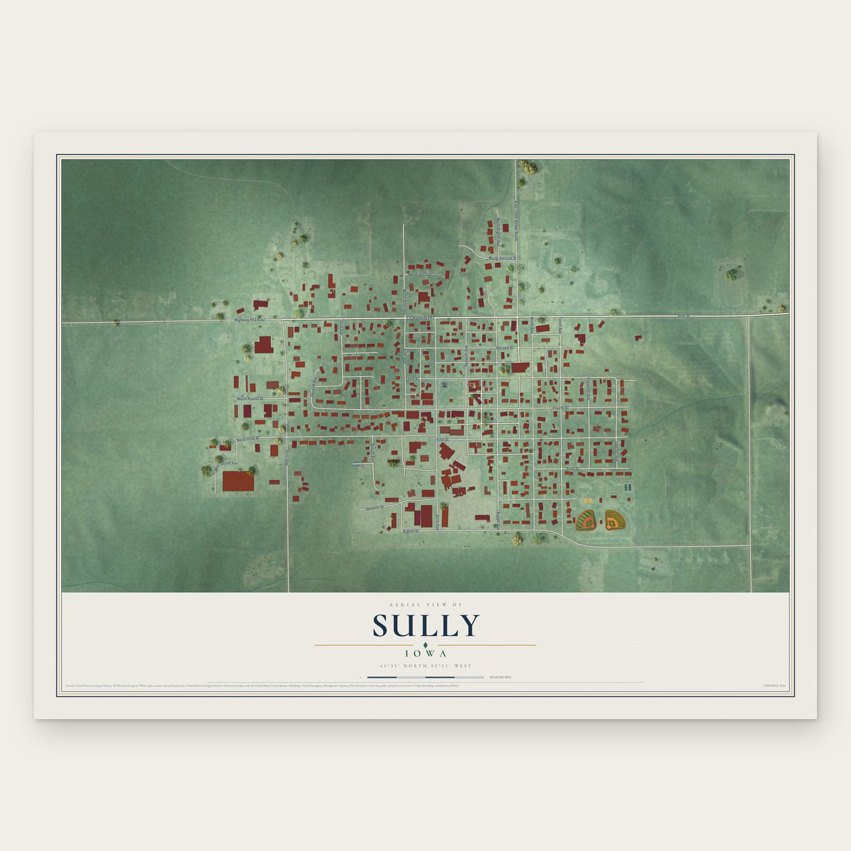 Sully, Iowa map print, the full design