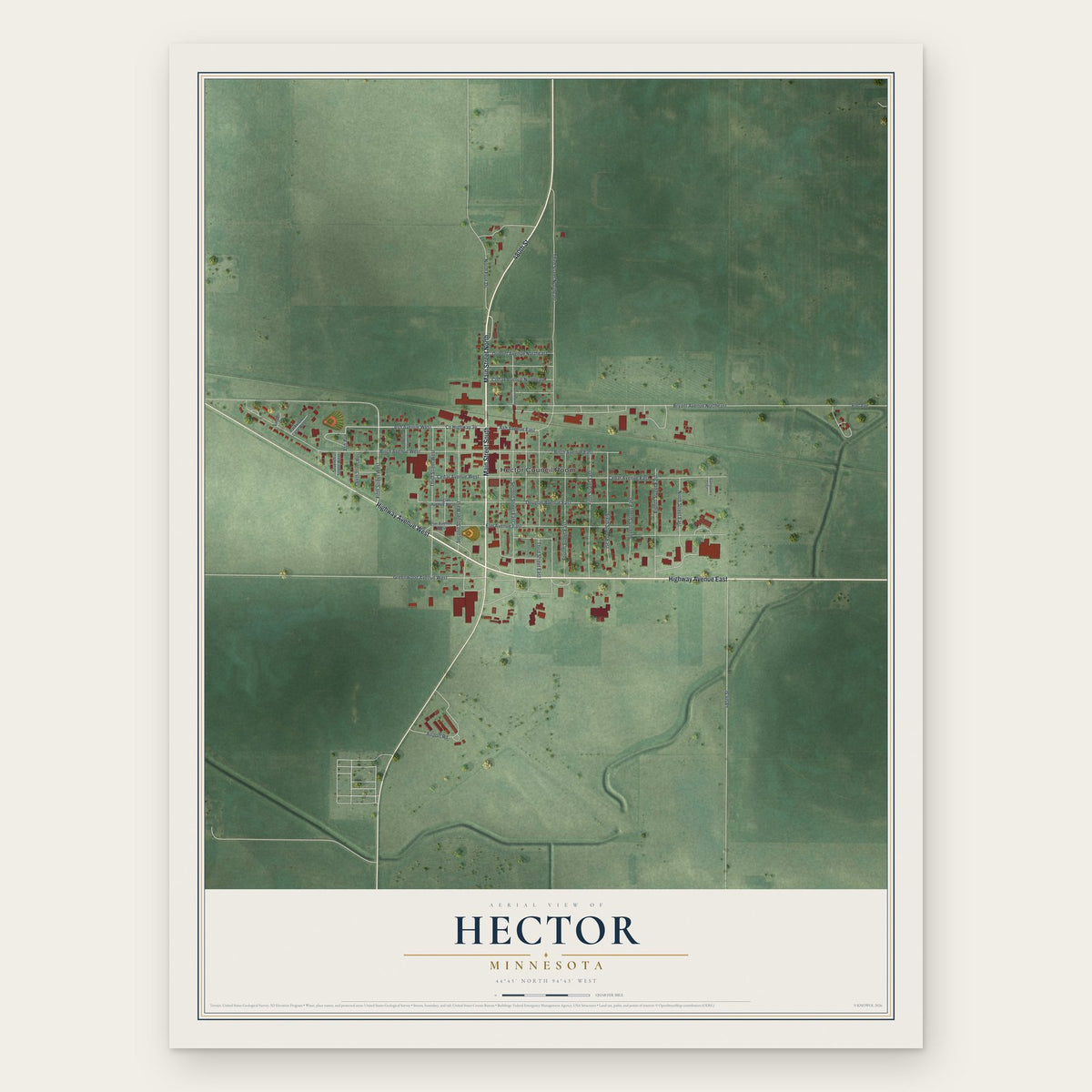 Hector, Minnesota map print, the full design