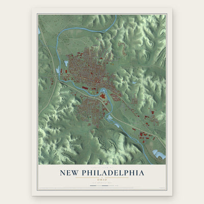 New Philadelphia, Ohio map print, the full design