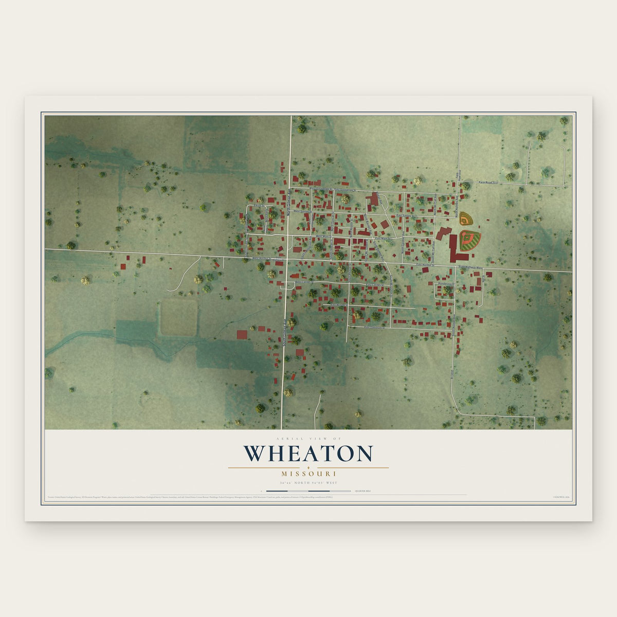 Wheaton, Missouri map print, the full design