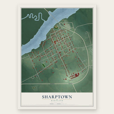Sharptown, Maryland map print, the full design