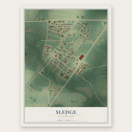 Sledge, Mississippi map print, the full design