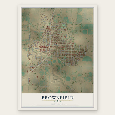 Brownfield, Texas map print, the full design
