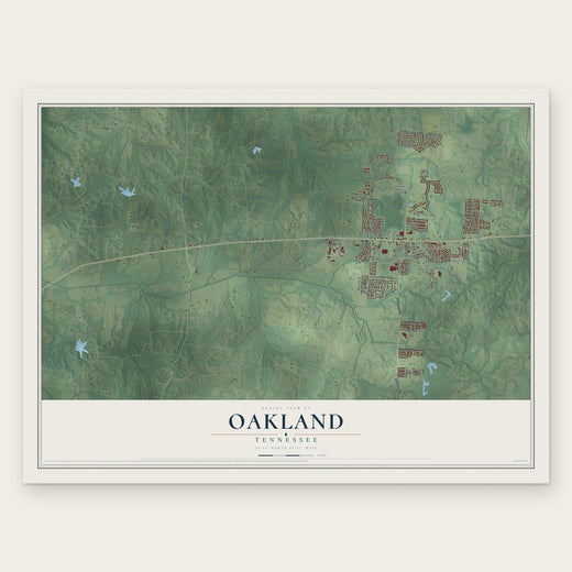 Oakland, Tennessee map print, the full design