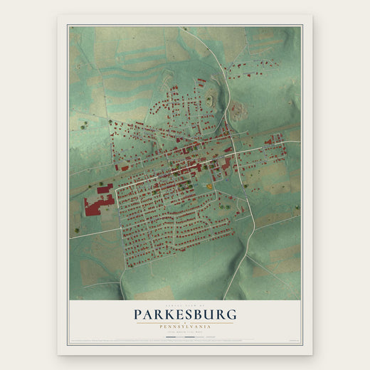 Parkesburg, Pennsylvania map print, the full design