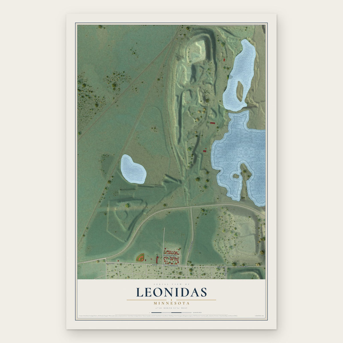 Leonidas, Minnesota map print, the full design