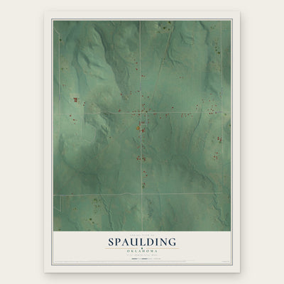 Spaulding, Oklahoma map print, the full design