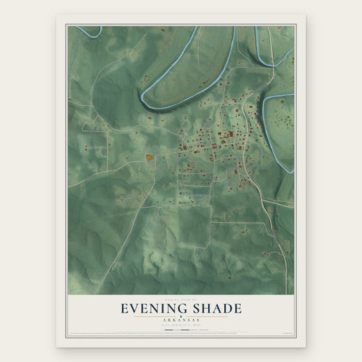 Evening Shade, Arkansas map print, the full design
