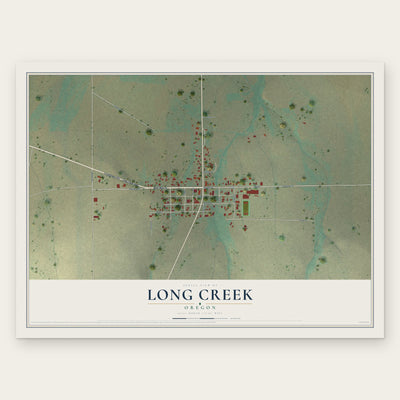 Long Creek, Oregon map print, the full design