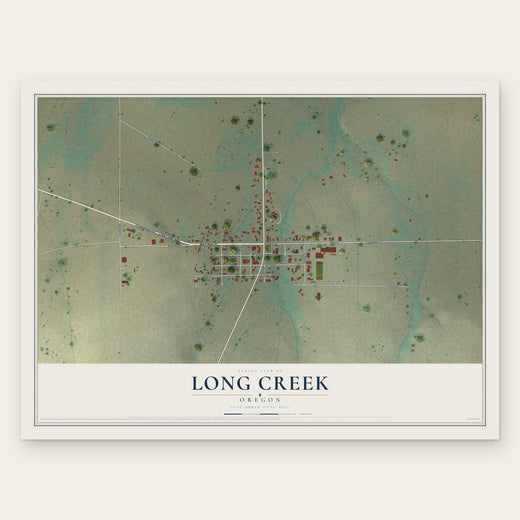 Long Creek, Oregon map print, the full design