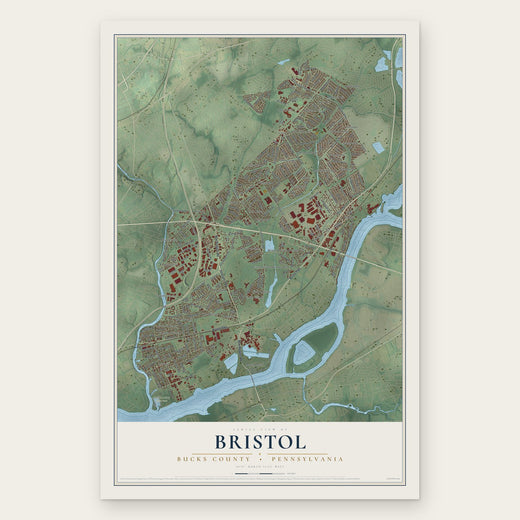 Bristol, Bucks County, Pennsylvania map print, the full design