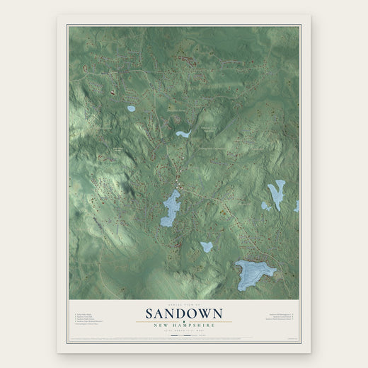 Sandown, New Hampshire map print, the full design
