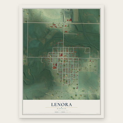 Lenora, Kansas map print, the full design