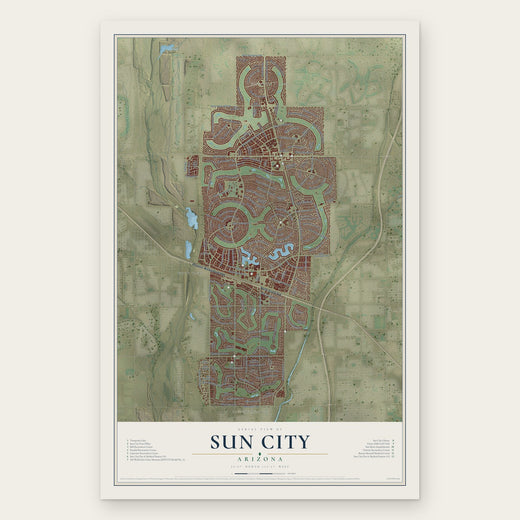 Sun City, Arizona map print, the full design
