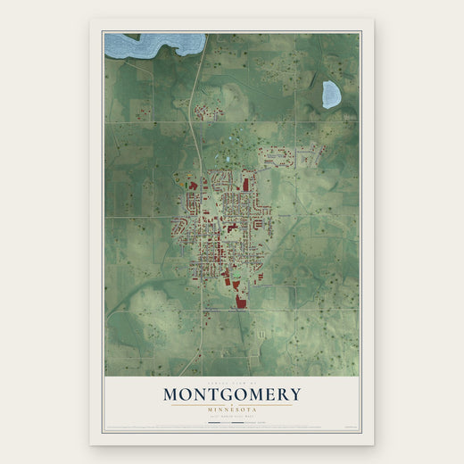 Montgomery, Minnesota map print, the full design