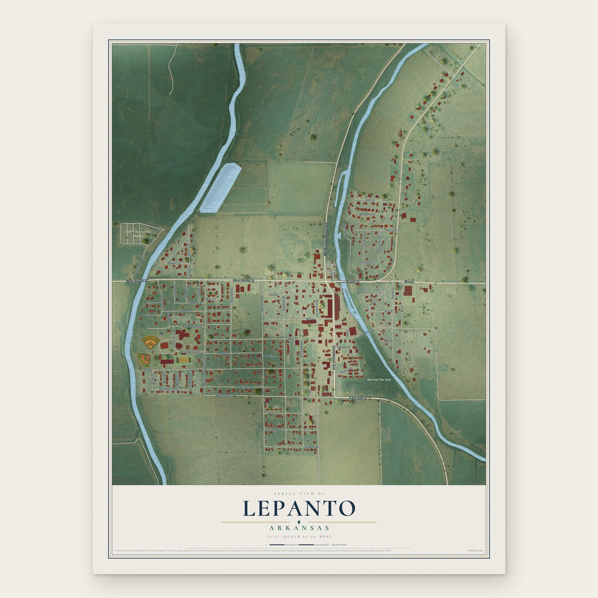 Lepanto, Arkansas map print, the full design