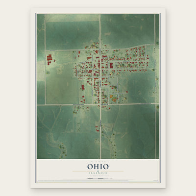 Ohio, Illinois map print, the full design