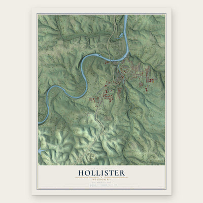 Hollister, Missouri map print, the full design