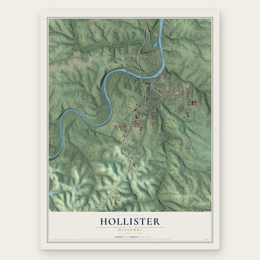 Hollister, Missouri map print, the full design