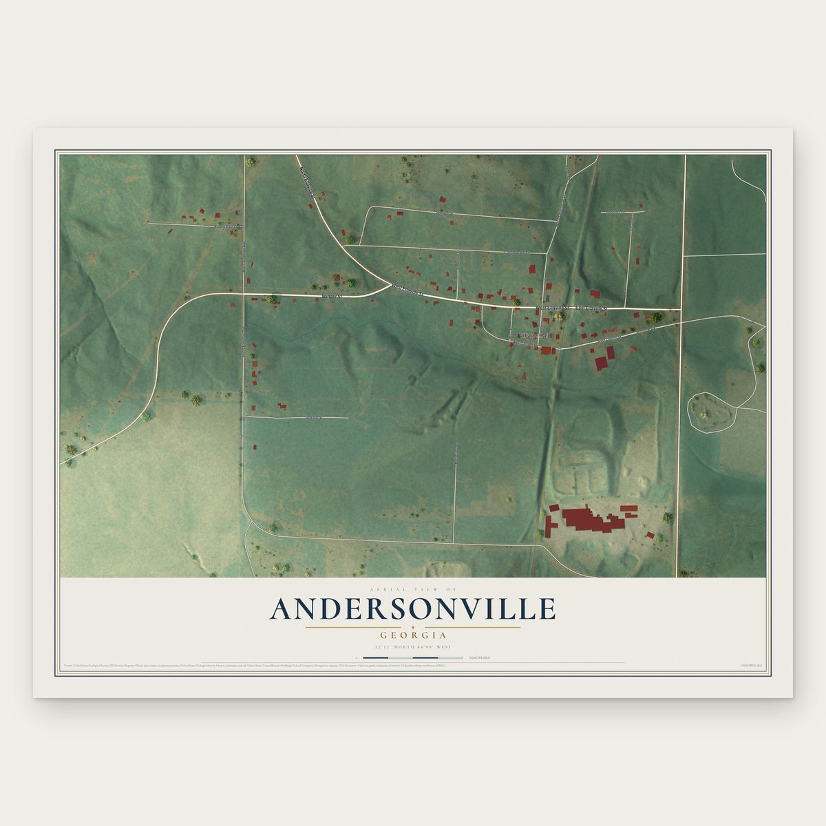 Andersonville, Georgia map print, the full design