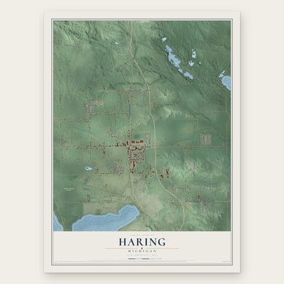 Haring, Michigan map print, the full design