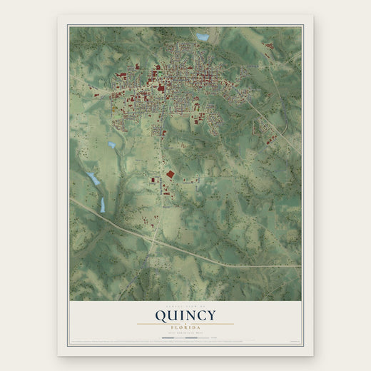 Quincy, Florida map print, the full design