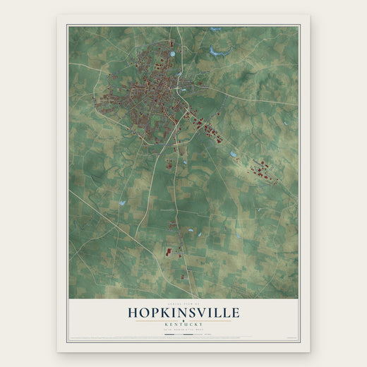 Hopkinsville, Kentucky map print, the full design