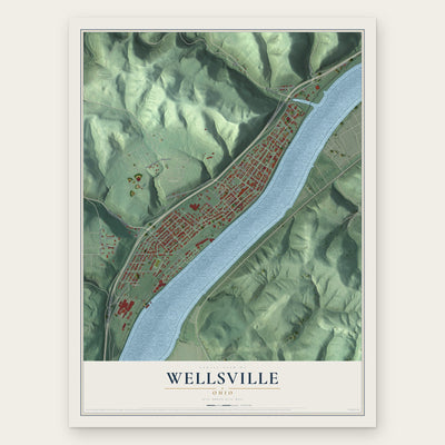 Wellsville, Ohio map print, the full design