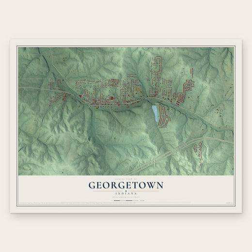 Georgetown, Indiana map print, the full design