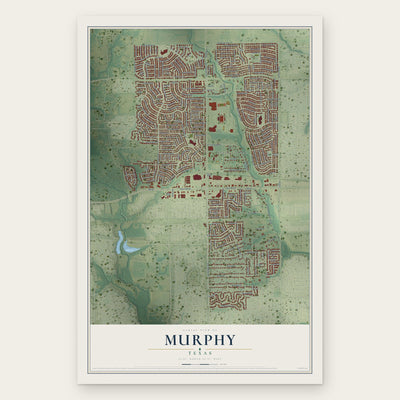 Murphy, Texas map print, the full design
