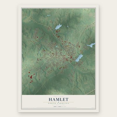 Hamlet, North Carolina map print, the full design