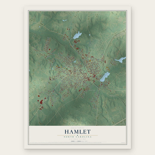 Hamlet, North Carolina map print, the full design