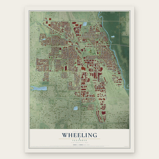 Wheeling, Illinois map print, the full design