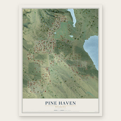 Pine Haven, Wyoming map print, the full design