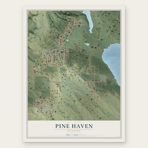 Pine Haven, Wyoming map print, the full design