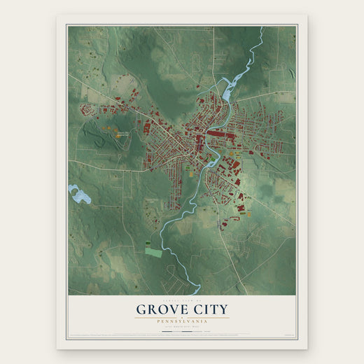 Grove City, Pennsylvania map print, the full design