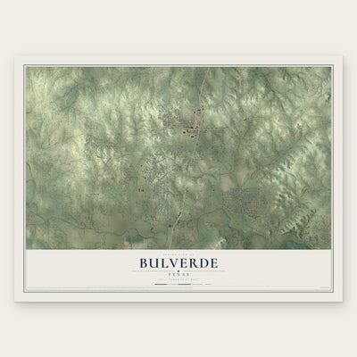 Bulverde, Texas map print, the full design