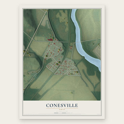 Conesville, Ohio map print, the full design