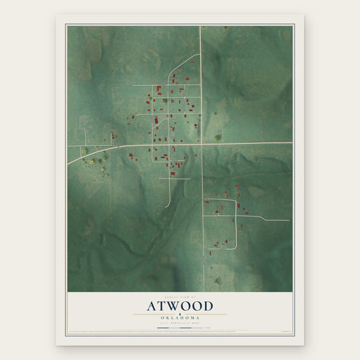 Atwood, Oklahoma map print, the full design