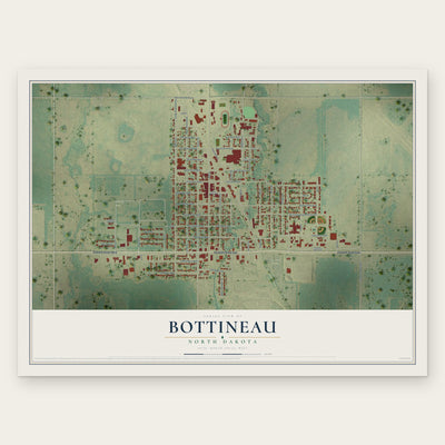 Bottineau, North Dakota map print, the full design