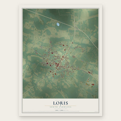Loris, South Carolina map print, the full design