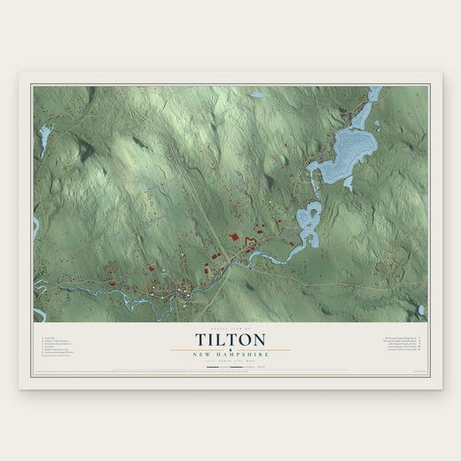 Tilton, New Hampshire map print, the full design