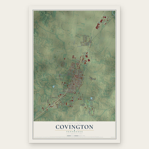 Covington, Tennessee map print, the full design