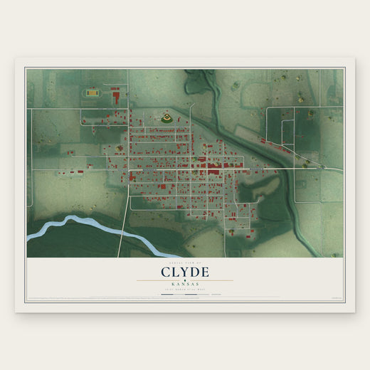 Clyde, Kansas map print, the full design