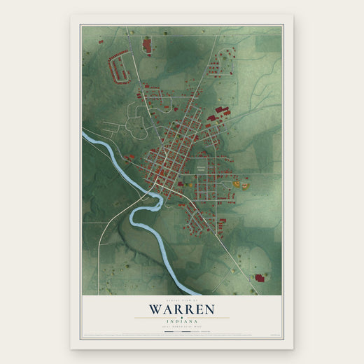 Warren, Indiana map print, the full design