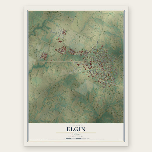 Elgin, Texas map print, the full design