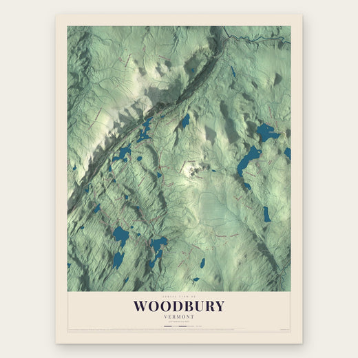 Woodbury, Vermont map print, the full design